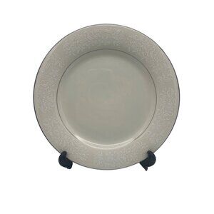 Vintage Ivory Fantasy Japan China Dinner Plate 10.75" White Platinum Trim